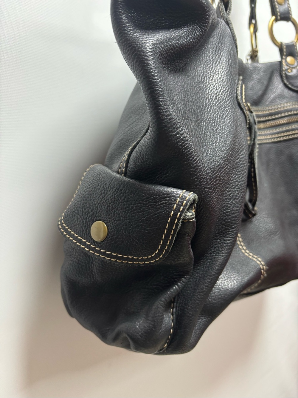 Hilary Radley Black Leather Multi-Zip Shoulder Tote with Charm NWT - Picture 6 of 9